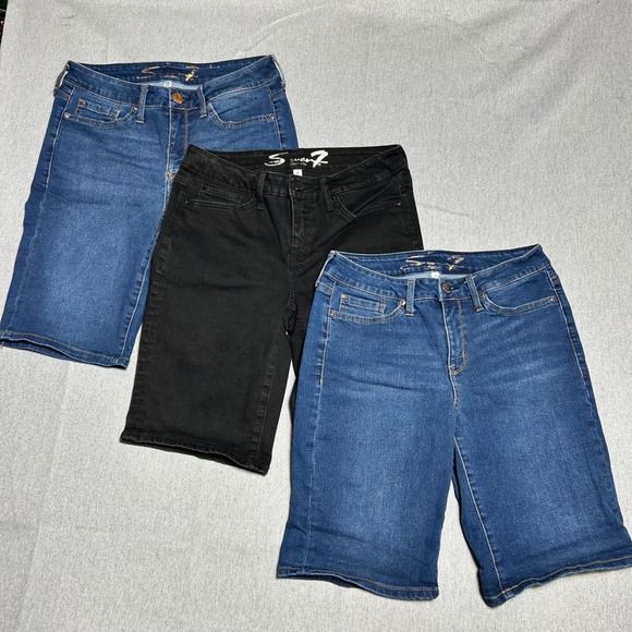 Seven7 Pants - Seven7 Bermuda Shorts Womens Size 8 Blue Black Denim 3 Pair Bundle Jorts
